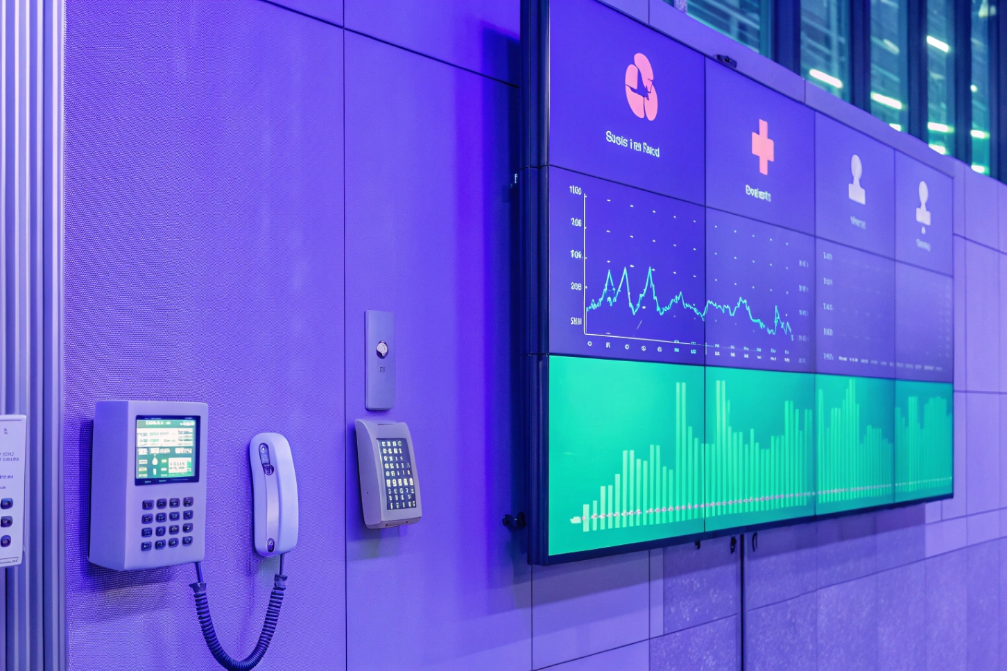 Industrial intercom terminals integrated with central monitoring dashboard