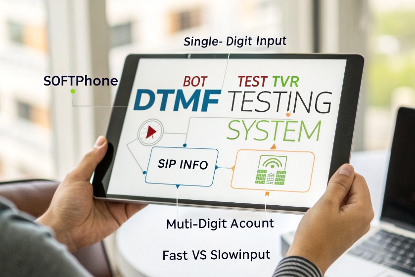 DTMF testing system interface on tablet