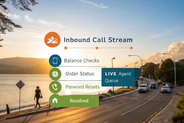 Inbound call stream journey showing balance checks order status and live agent queue