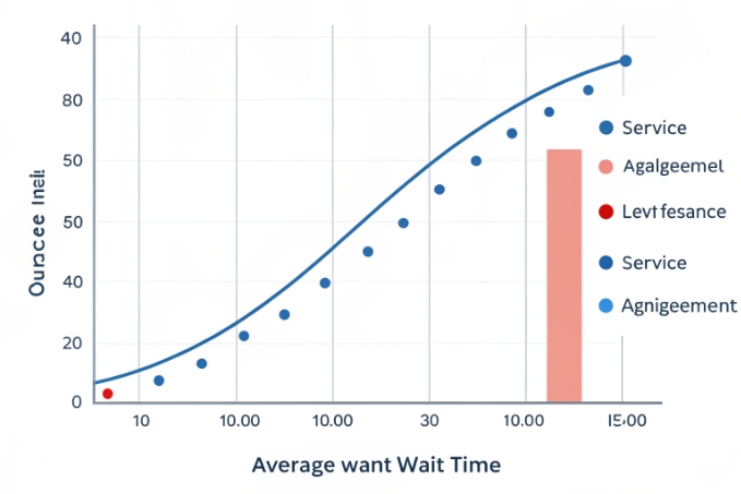 Graph relating customer satisfaction to average contact center wait time
