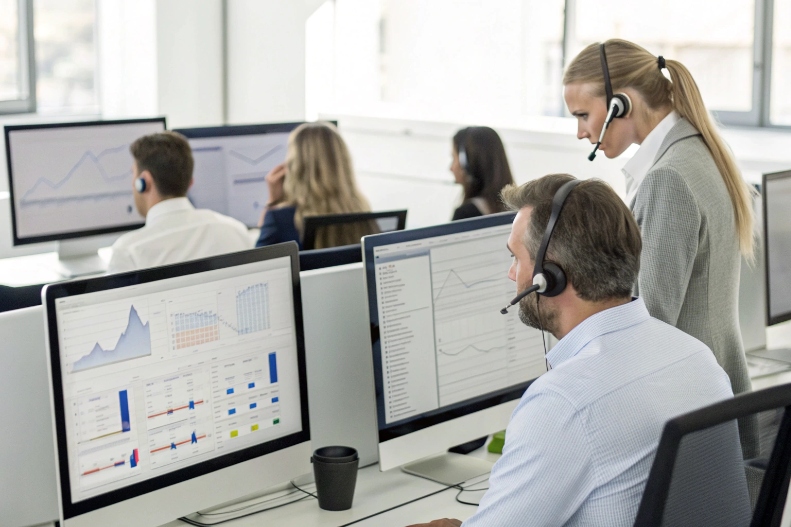 Supervisor monitoring agent activity and real time call analytics dashboards in contact center