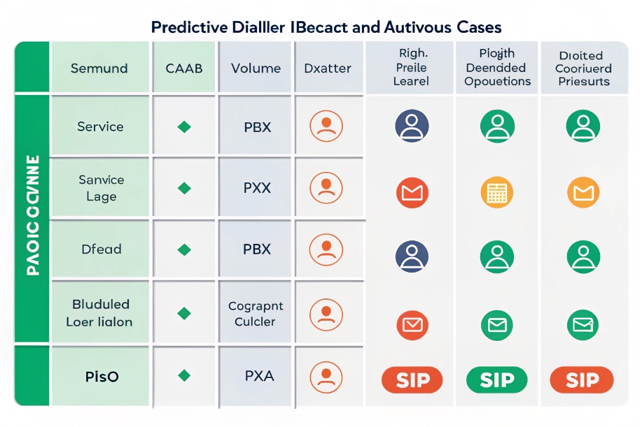 Predictive dialer comparison table of campaign types channels SIP usage and contact strategies