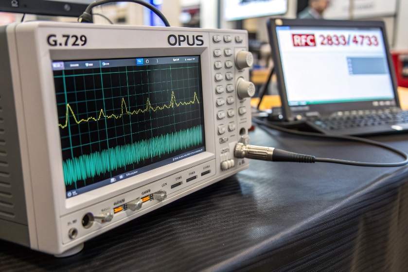 Oscilloscope displaying audio signal waveform