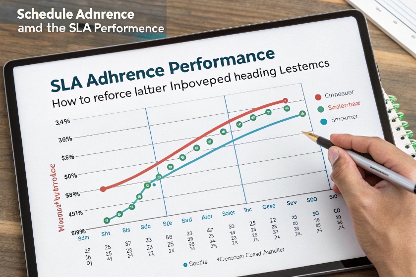 SLA performance analysis chart on tablet