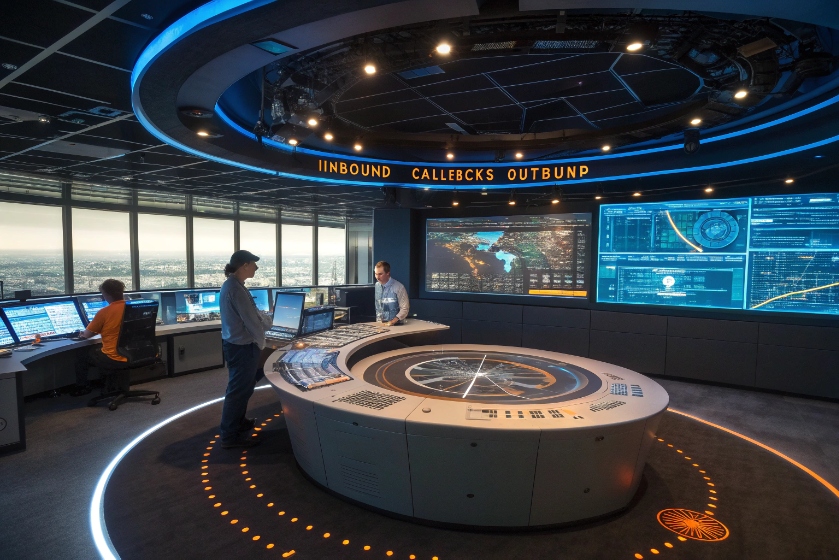 Control room with inbound and outbound call tracking