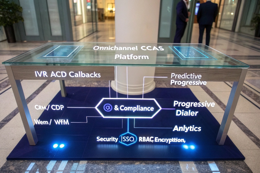 Omnichannel CCAS platform display at an event