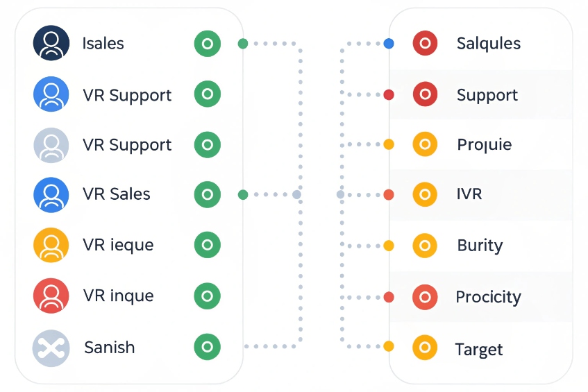 Agent skills mapped to IVR queues and support groups diagram