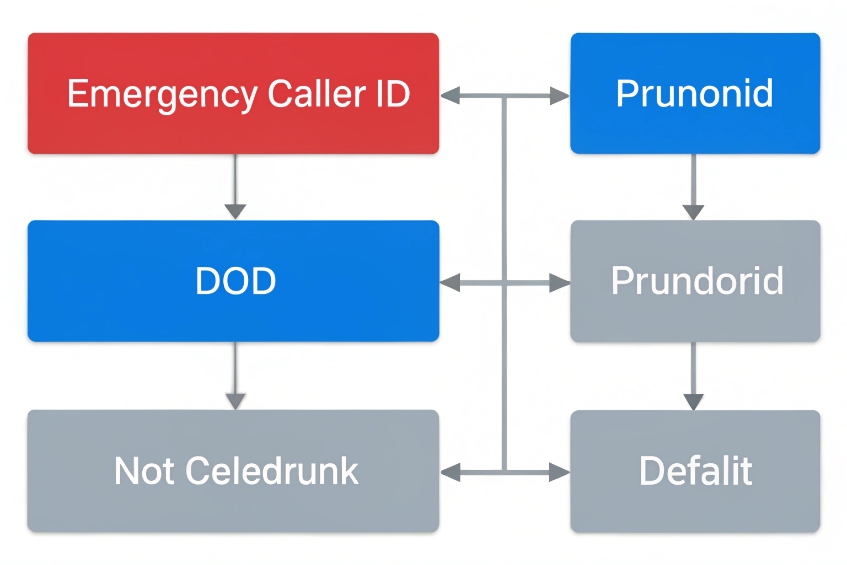 Caller ID flowchart for emergency DOD and default SIP routing logic