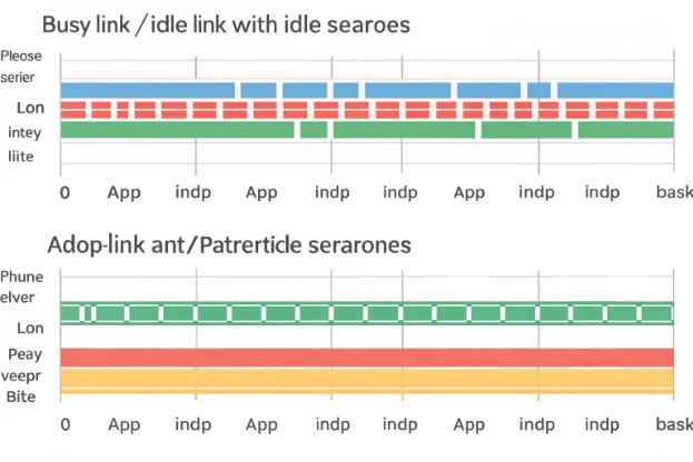 Comparison chart of busy and idle VoIP network link utilization