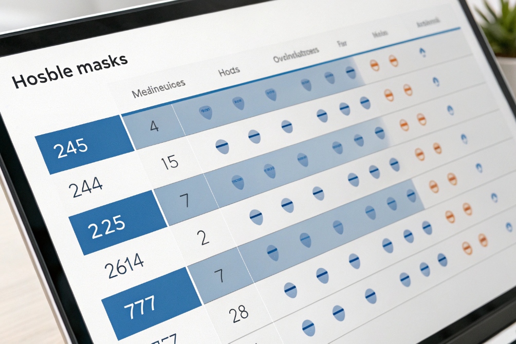 Analytics dashboard table comparing service metrics and performance indicators across multiple locations