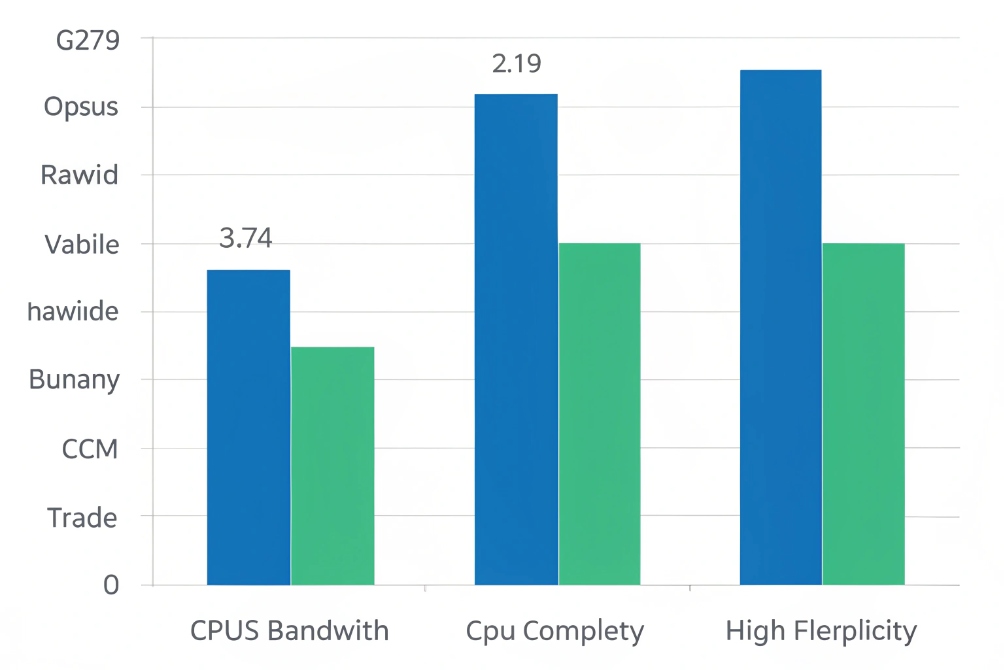 Bar chart comparing VoIP codec CPU complexity bandwidth and high flexibility metrics