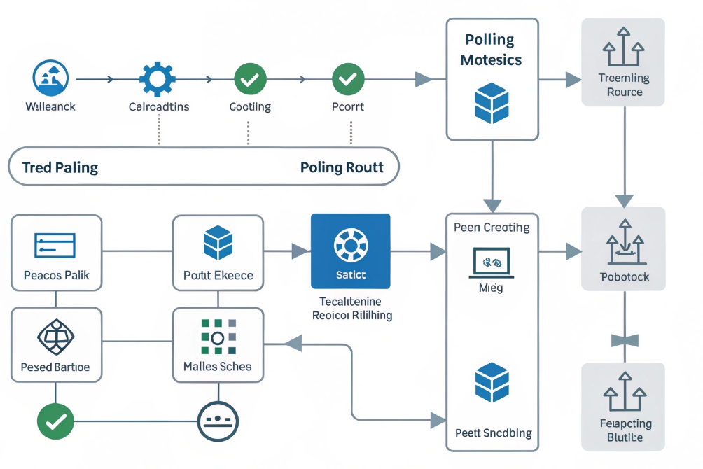 SNMP polling architecture flowchart for centralized network device monitoring
