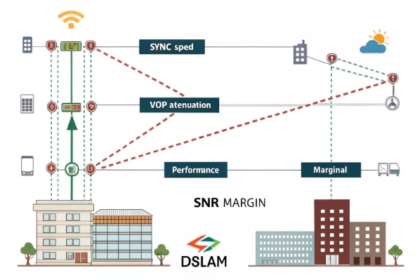 DSLAM SNR margin diagram for broadband performance and line quality